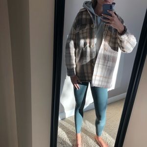 Oversized Zara Shacket Neutral plaid
